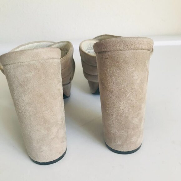 Jeffrey Campbell Taupe Suede Crisscross Slide Platform Sandal Size 8.5 - Picture 5 of 8